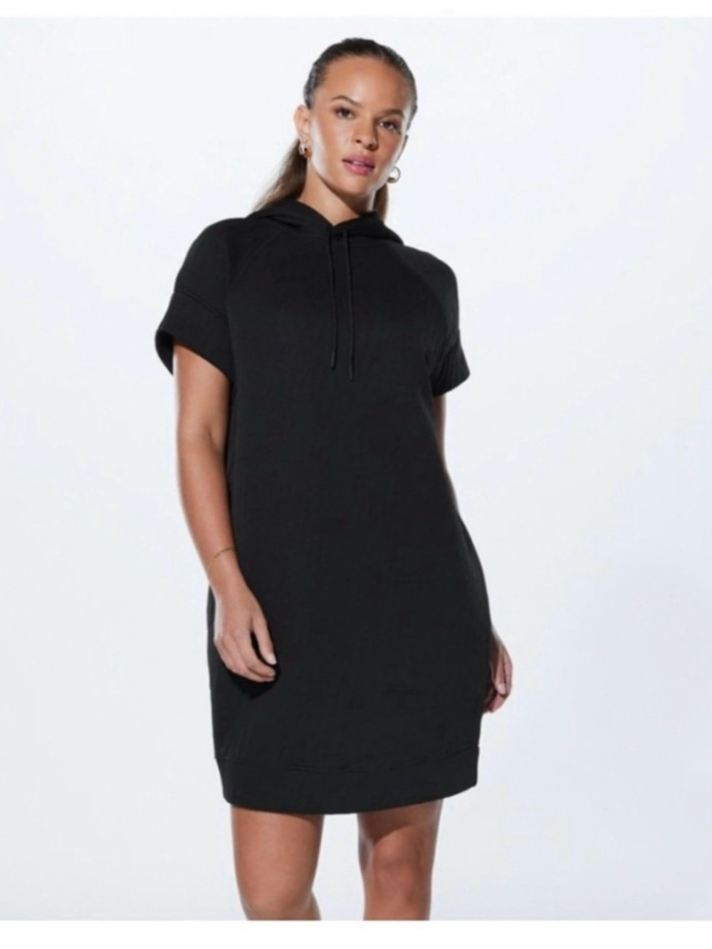 Forever 21 Black Hooded T-shirt Dress- Small